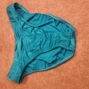 Sun Streak Woman's Bikini Bottom with cross over front in Turquoise Blue